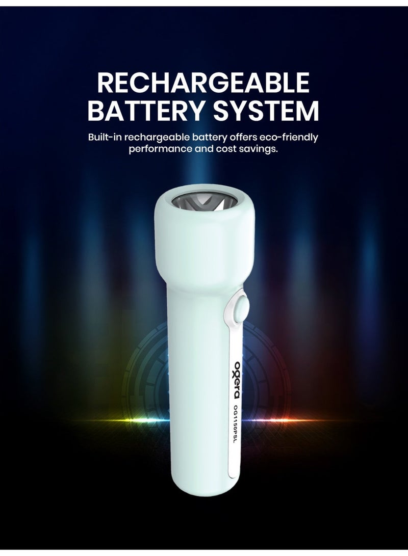 أوجيرا كشاف LED ببطارية ليثيوم | كشاف قابل لإعادة الشحن فائق السطوع | طاقة ليثيوم طويلة العمر | كشاف محمول للاستخدام الخارجي والطوارئ | ضمان سنتين | OG1150PSL | أبيض - Image 2